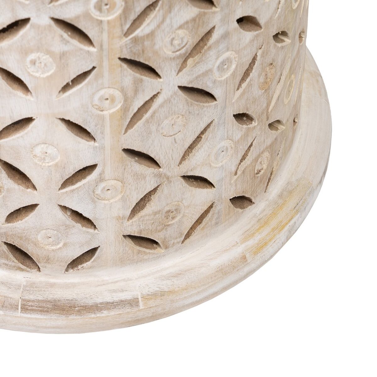 Table d'appoint 37 x 37 x 46,5 cm Blanc Bois de manguier